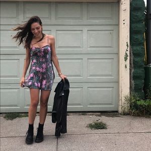 Vintage floral satin mini slip dress